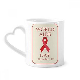 Dıythinker 340 ml AIDS Günü 1 Aralık Kırmızı Kurdele HIV Sembollü Kahve Kupası