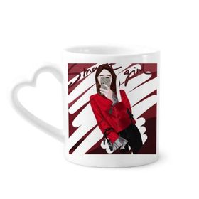 Dıythinker 340 ml Akıllı Kız Figür Sanat Tasarım İllüstrasyon Kahve Kupası