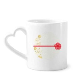 Dıythinker 340 ml Altın Sakura Geometri Çiçek Desenli Kahve Kupası