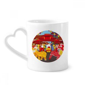 Dıythinker 340 ml Aslan Dansı Çin Özel Çin Kasaba Kahve Kupası