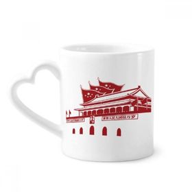Dıythinker 340 ml Bayrak Tiananmen Amblemi Çin Kırmızı Kahve Kupası