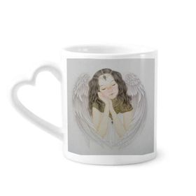 Dıythinker 340 ml Beyaz Kanat Güzel Kız Çin Resim Kahve Kupası
