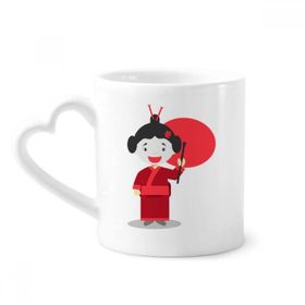 Dıythinker 340 ml Beyaz Kırmızı Japonya Çizgi Film Kahve Kupası