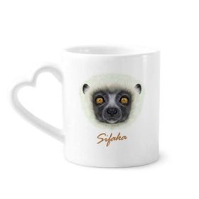 Dıythinker 340 ml Beyaz Pofuduk Sifaka Maymun Hayvan Kahve Kupası