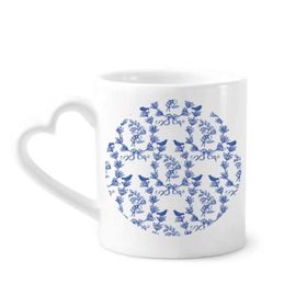 Dıythinker 340 ml Bitki Yaprağı Mavi Beyaz Sembol Kahve Kupası