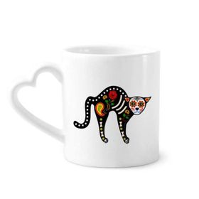 Dıythinker 340 ml Cadılar Bayramı Terör Atmosfer Siyah Kedi Kemik Kalp Kahve Kupası