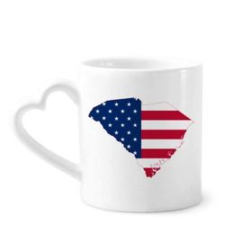 Dıythinker 340 ml Carolina America ABD Haritası Yıldızlar Çizgili Bayrak Kahve Kupası