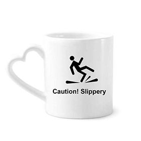 Dıythinker 340 ml Caution Slippery Siyah Sembollü Kahve Kupası
