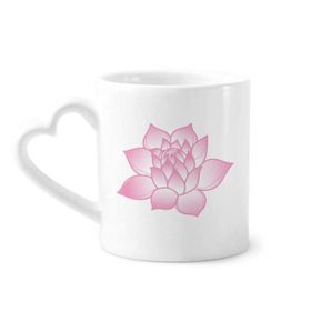 Dıythinker 340 ml Çiçek Bitkisi Lotus Çiçeği Pembe Desenli Seramik Kalp Saplı Kupa