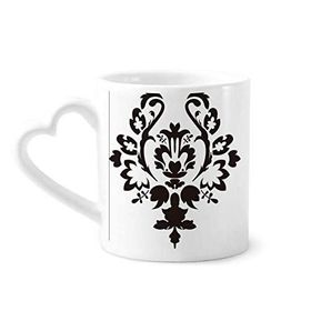 Dıythinker 340 ml Çiçek Siyah Paralel Barok Sanat Desenli Seramik Kalp Saplı Kupa
