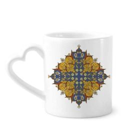 Dıythinker 340 ml Çiçek Yaprağı Paralel Tekrarla İllüstrasyon Desenli Seramik Kalp Saplı Kupa