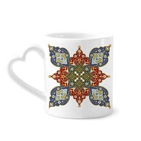 Dıythinker 340 ml Çiçek Yaprağı Paralel Tekrarla İllüstrasyon Desenli Seramik Kalp Saplı Kupa