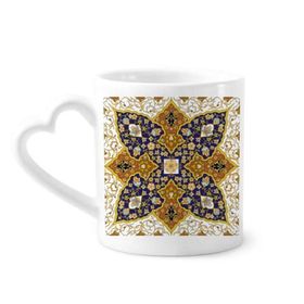 Dıythinker 340 ml Çiçek Yaprağı Tekrarla Modern Desenli Seramik Kalp Saplı Kupa