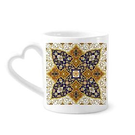 Dıythinker 340 ml Çiçek Yaprağı Tekrarla Modern Desenli Seramik Kalp Saplı Kupa