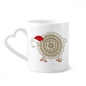 Dıythinker 340 ml Çizgi Film Koyun Noel Şapkası Çoraplar Seramik Kalp Saplı Kupa