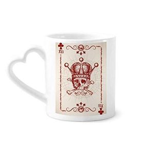 Dıythinker 340 ml Clubs Kırmızı Taç İskelet Poker Kartı Desenli Kahve Kupası