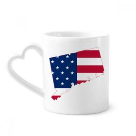 Dıythinker 340 ml Connectic USA Map Stars tripes Flag Shape Kahve Kupası