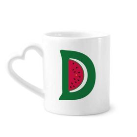 Dıythinker 340 ml D Alfabe Karpuz Meyvesi Sevimli Desenli Kahve Kupası