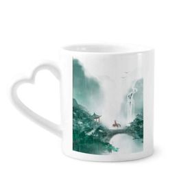 Dıythinker 340 ml Dağ Yağmur Mo Çin Suluboya Kahve Kupası