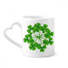 Dıythinker 340 ml Dört Yapraklı Yonca Dairesi İrlanda St.Patrick's Day Kahve Kupası