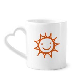 Dıythinker 340 ml El Boyama Turuncu Güneş Gülümseyen Kahve Kupası