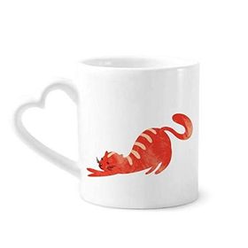 Dıythinker 340 ml Esneme Şişman Kedi Hayvan Suluboya Kahve Kupası