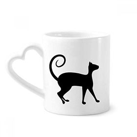 Dıythinker 340 ml Evcil Hayvan Sevgili Siyah Kedi Hayvan Sanat Silüeti Kahve Kupası