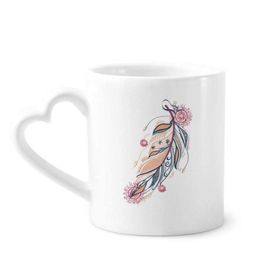 Dıythinker 340 ml Feather Kadın Pembe Çiçek Kültürü Kahve Kupası