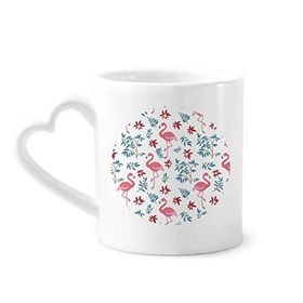 Dıythinker 340 ml Flamingo Desenli Tropikal Bitkiler Kahve Kupası
