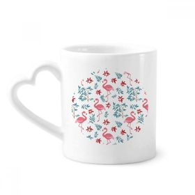 Dıythinker 340 ml Flamingo Desenli Tropikal Bitkiler Kahve Kupası