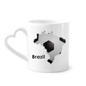 Dıythinker 340 ml Futbol Brezilya Haritası Şekilli Brezilya Slogan Kahve Kupası