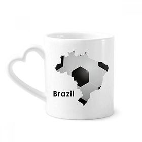 Dıythinker 340 ml Futbol Brezilya Haritası Şekilli Brezilya Slogan Kahve Kupası