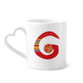 Dıythinker 340 ml G Alfabe Turuncu Meyve Sevimli Desenli Kahve Kupası