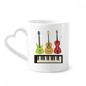 Dıythinker 340 ml Gitar Keman Piyano Kombinasyonu Desenli Kahve Kupası