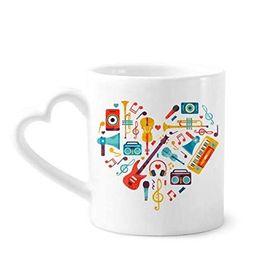 Dıythinker 340 ml Gitar Müzik Enstrüman Kalp Desenli Kahve Kupası