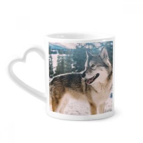 Dıythinker 340 ml Gülümseme Beyaz Köpek Kar Resmi Kahve Kupası