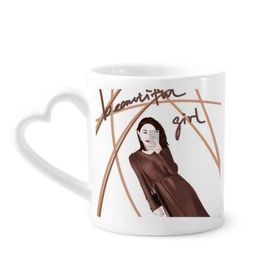 Dıythinker 340 ml Güzel Kız Figür Sanat Tasarım İllüstrasyon Kahve Kupası