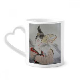 Dıythinker 340 ml Güzellik Katlama Fan Çin Boyama Kahve Kupası