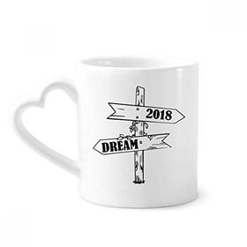 Dıythinker 340 ml Happy New Year Road Sign 2018 Kahve Kupası