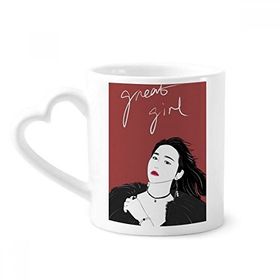 Dıythinker 340 ml Harika Kız Figür Sanat Tasarım İllüstrasyon Kahve Kupası