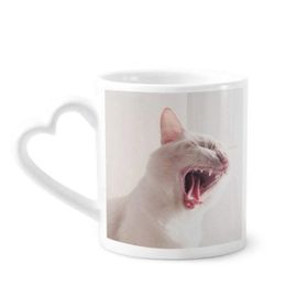 Dıythinker 340 ml Hayvan Beyaz Şiddetli Kedi Fotoğrafı Kahve Kupası