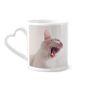 Dıythinker 340 ml Hayvan Beyaz Şiddetli Kedi Fotoğrafı Kahve Kupası