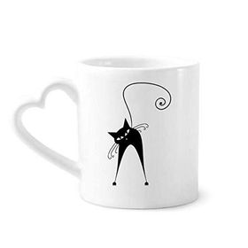 Dıythinker 340 ml Hayvan Sanat Silüeti Siyah Kedi Sevgili Cadılar Bayramı Kahve Kupası