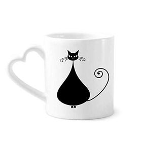 Dıythinker 340 ml Hayvan Sanat Silüeti Siyah Kedi Sevgili Cadılar Bayramı Kahve Kupası