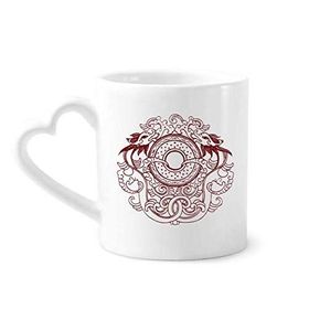 Dıythinker 340 ml İki Çin Ejderhası Hayvan Portre Seramik Kalp Saplı Kupa