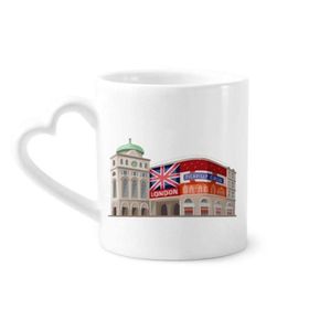 Dıythinker 340 ml İngiltere Londra Mimarisi Resim Seramik Kalp Saplı Seramik Kupa