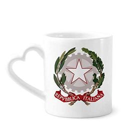 Dıythinker 340 ml İtalya Avrupa Ulusal Amblemi Seramik Kalp Saplı Kupa