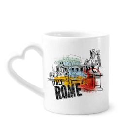 Dıythinker 340 ml İtalya Roma Manzarası Roma Tiyatrosu Seramik Kalp Saplı Kupa