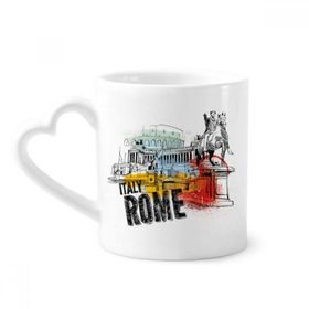 Dıythinker 340 ml İtalya Roma Manzarası Roma Tiyatrosu Seramik Kalp Saplı Kupa