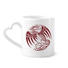 Dıythinker 340 ml Kalp Saplı Çin Anka Kuşu Hayvan Portre Kahve Kupaları Seramik Kupa